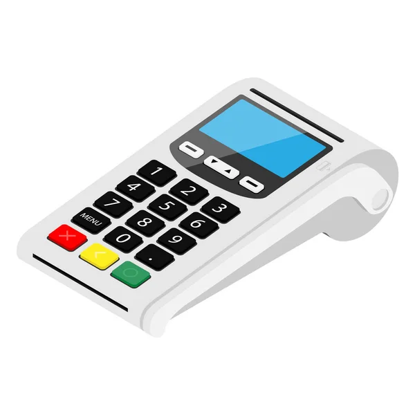 Pos Terminal Payment Machine Isolated White Background Bank Payment Terminal — Stock Vector