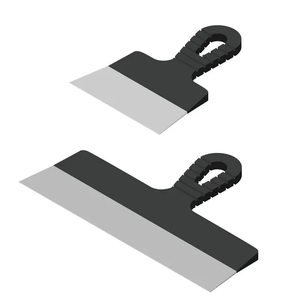 Putty Messer Set Vektor Isoliert Auf Weißem Hintergrund Isometrische Ansicht — Stockvektor