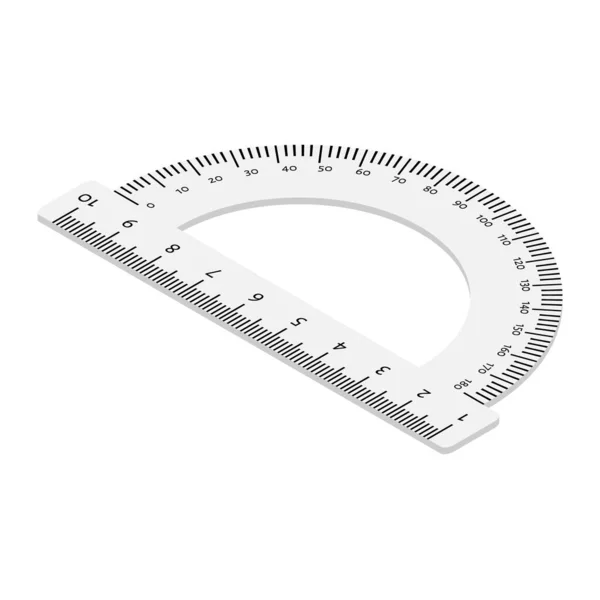 White Transparent Protractor Ruler Isolated White Background Isometric View — Stock Vector