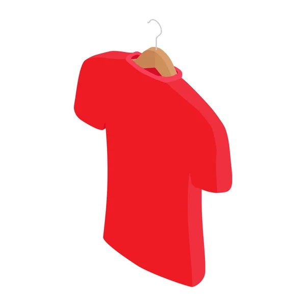 赤いTシャツハンガーに 隔離された白い背景に服 ベクトル アイソメトリックビュー — ストックベクタ