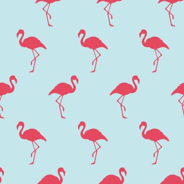 Pembe flamingolu raster illüstrasyon deseni. Egzotik kuş