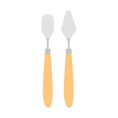 Palet bıçakları, sanat spatulası beyaz arka plan rasterine izole edilmiş.