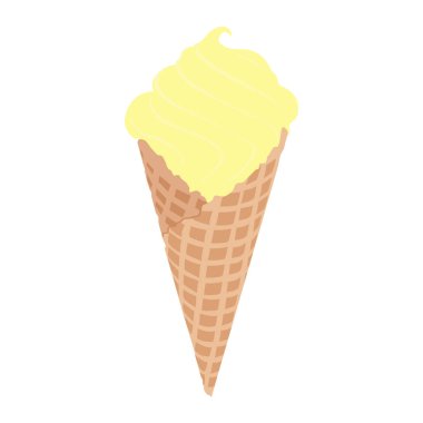 Beyaz arka planda izole edilmiş dondurma külahı. Vanilyalı dondurma.