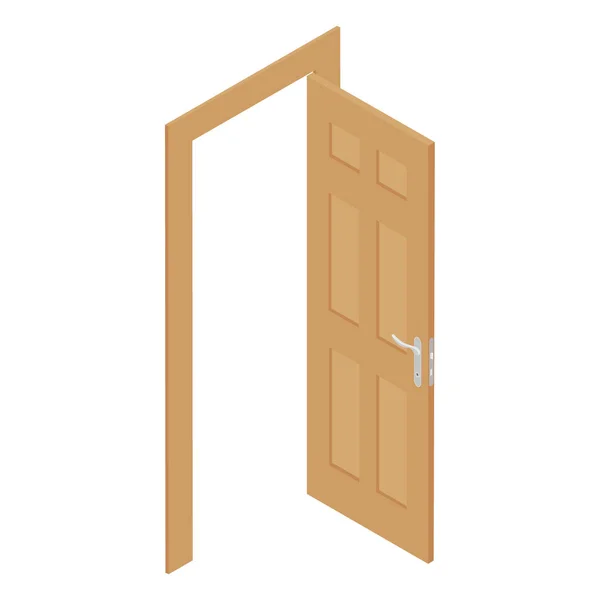 木製のドアの白い背景に隔離された ラスター アイソメトリックビュー — ストック写真