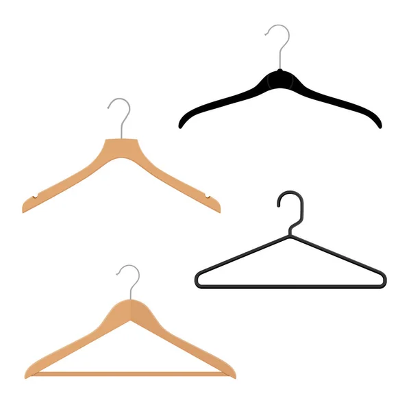 Wooden Plastic Metal Wire Coat Hangers Clothes Hanger White Background — Stock Photo, Image
