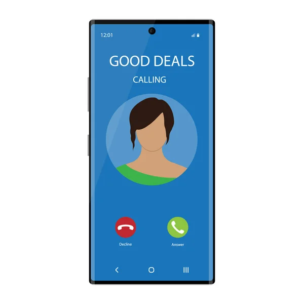 Smartphone Met Inkomende Phone Call Screen User Interface Goede Deals — Stockfoto