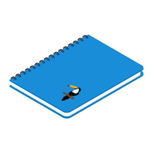 Cuaderno Espiral Azul Con Tucán Aves Exóticas Aislado Sobre Fondo — Foto de Stock