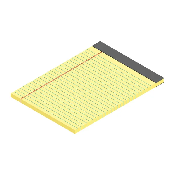 Amarelo Alinhado Notepad Vista Isométrica Isolada Sobre Fundo Branco — Fotografia de Stock