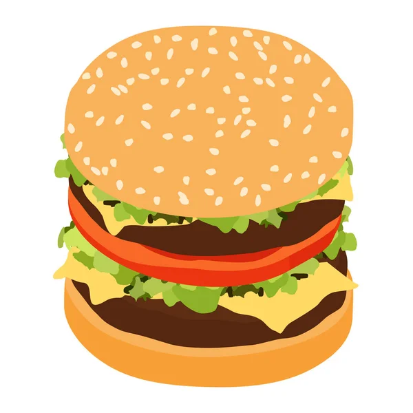 Raster Realistic Double Hamburger Classic Burger Amerikai Sajtburger Salátával Paradicsom — Stock Fotó