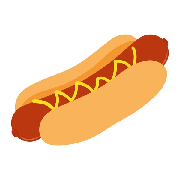 Grote Hotdog Met Mosterd Geïsoleerd Witte Achtergrond Isometrische Kijk Raster — Stockfoto