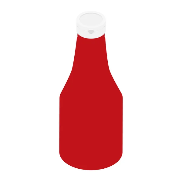 Butelka Ketchupu Pomidorowego Izolowana Białym Tle Widok Izometryczny Raster — Zdjęcie stockowe