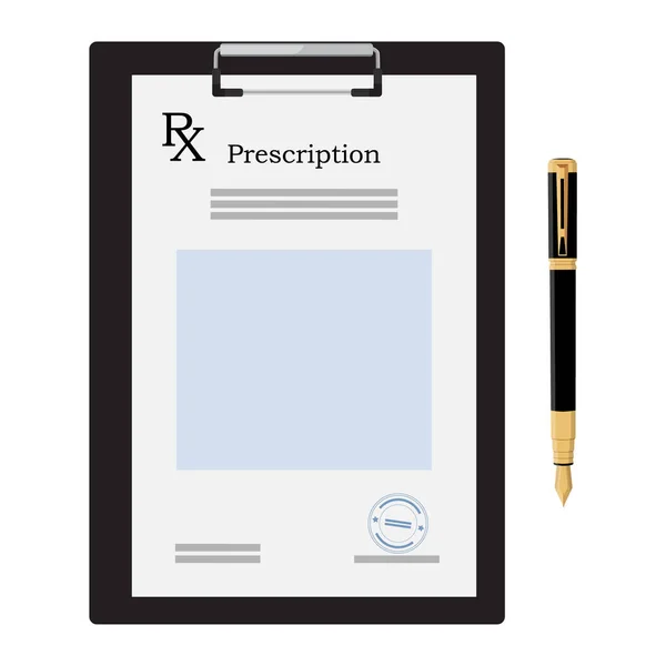 Doctor Medical Healthcare Concept Prescription Form Clipboard Fountain Pen Raster — Stock Photo, Image