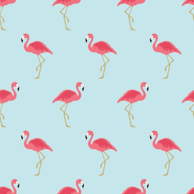 Pembe flamingolu raster illüstrasyon deseni. Egzotik kuş