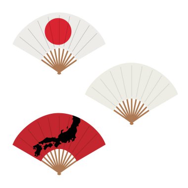 Oriental japan fan seti beyaz arka planda izole edildi. Geleneksel Çin ya da Japon geyşası katlama hayranları.