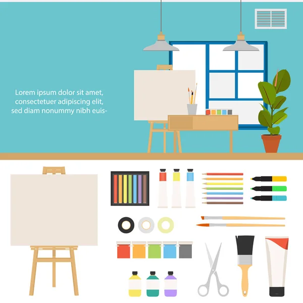 Set Creativo Para Artista Ideas Creatividad Diseño Herramientas Materiales Pintura —  Fotos de Stock
