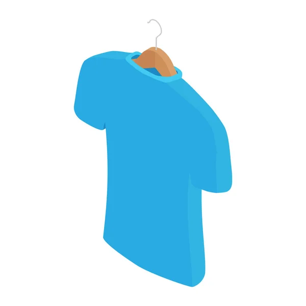 Shirt Azul Cabide Roupas Fundo Branco Isolado Rasto Vista Isométrica — Fotografia de Stock