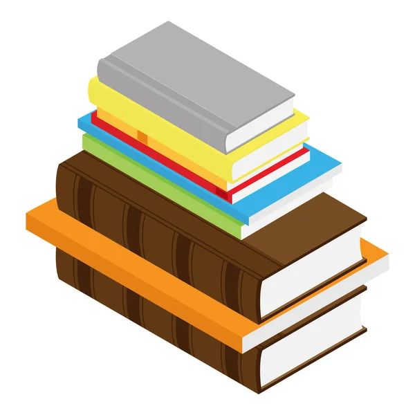 Stack Books Isometric View Isolated White Background — Stock Vector