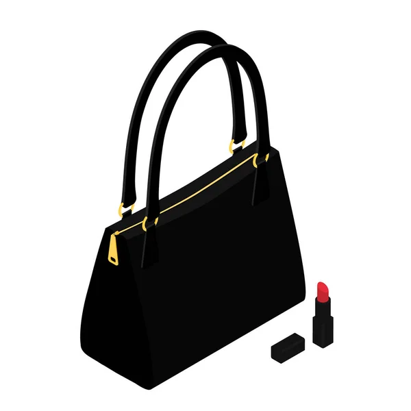 Elegantes Accesorios Para Mujer Set Precioso Bolso Negro Para Mujer — Vector de stock