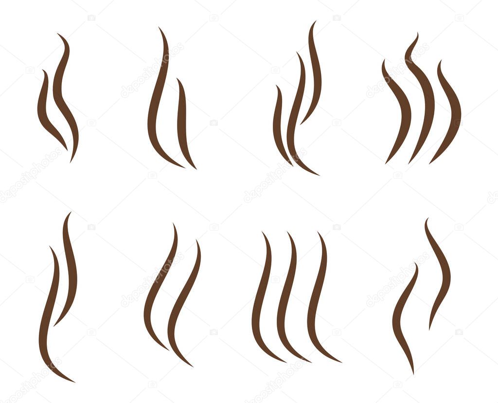 Aromas vaporize icons. Smells vector line icon set, hot aroma, stink or cooking steam symbols, smelling or vapor, smoking or odors signs