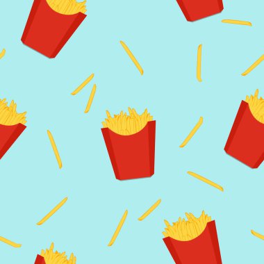 Patates kızartması, fast food pürüzsüz desen, arka plan.