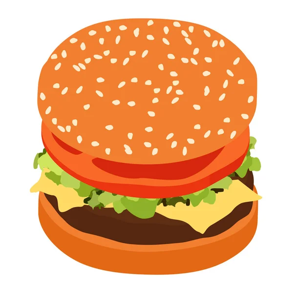 Ράστερ Ρεαλιστικό Hamburger Classic Burger American Cheeseburger Μαρούλι Ντομάτα Κρεμμύδι — Φωτογραφία Αρχείου