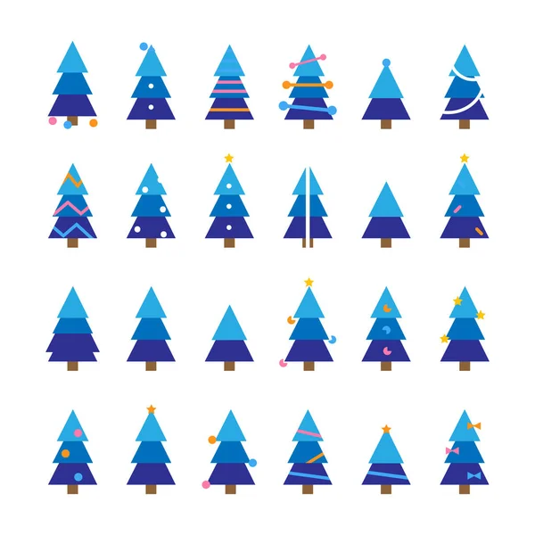 Winter Colorful Cartoon Christmas Tree Raster Set — Stok Foto