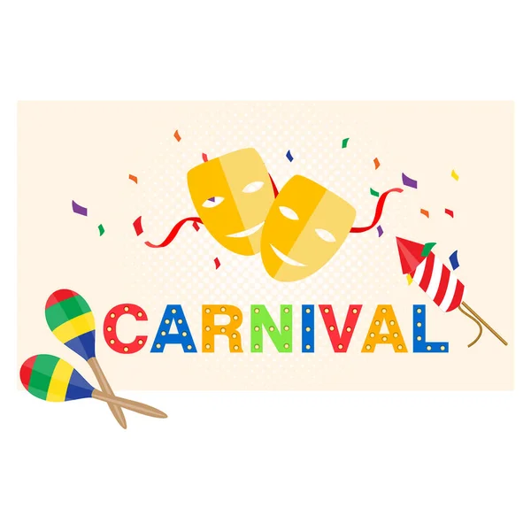 Cartão Carnaval Banner Com Confete Desenho Tipográfico — Fotografia de Stock
