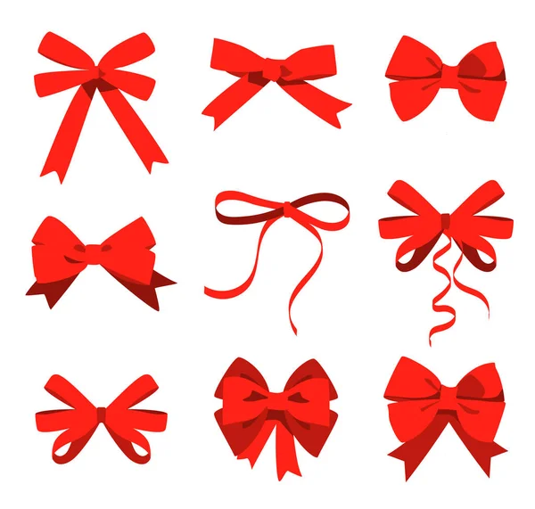 Big Set Red Gift Bows Ribbons Raster — Stock Photo, Image