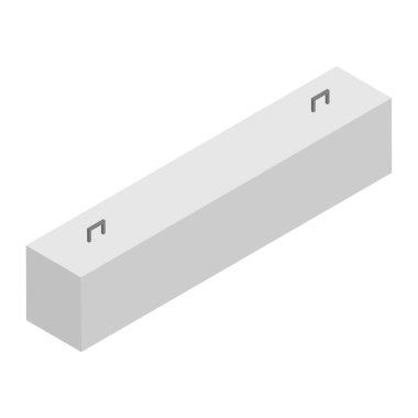 Beton güvenlik bariyeri izometrik görüntüsünü beyaz arkaplanda izole ettik. Geçmiş temel bloğu