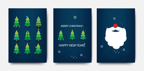 Feliz Conjunto Plantillas Navidad Con Árboles Navidad Santa Claus Diseño —  Fotos de Stock