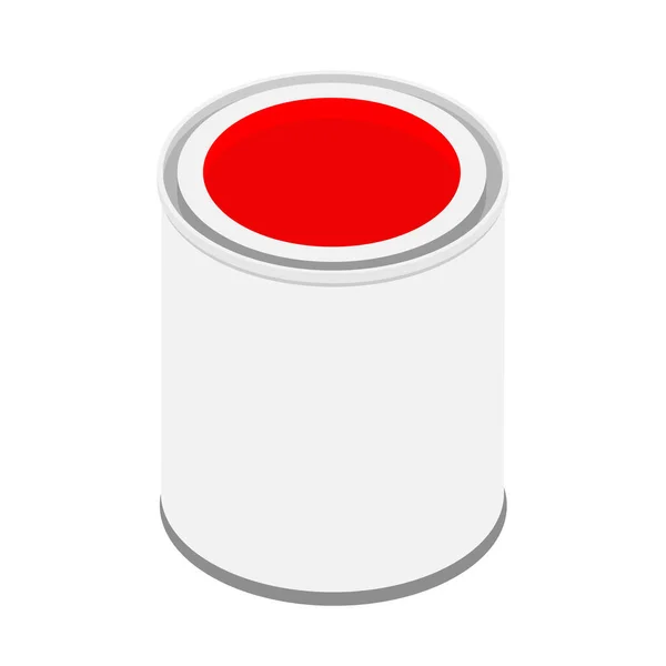 Plechovka Červeným Nátěrem Rastrové Izometrický Pohled Izolované Bílém Pozadí — Stock fotografie