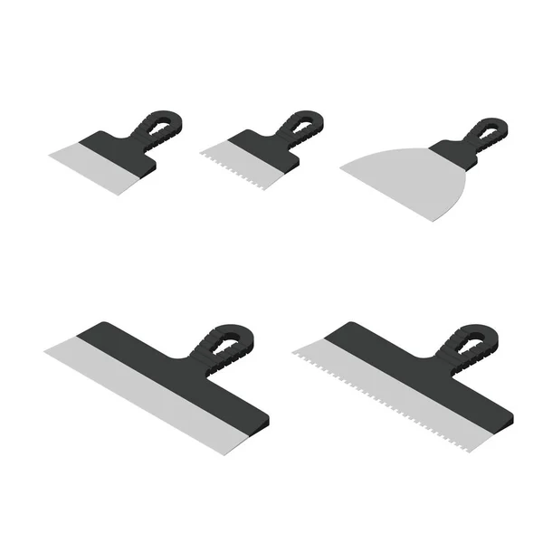 Putty Messer Set Raster Isoliert Auf Weißem Hintergrund Isometrische Ansicht — Stockfoto