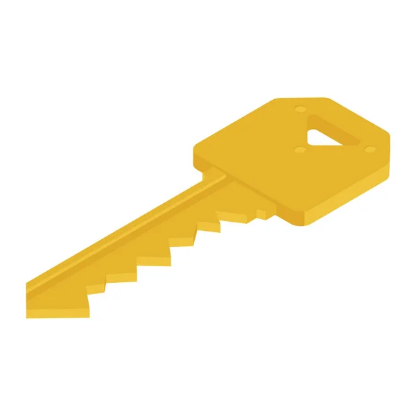 Golden Door Key Isolated White Background Isometric View — Stock Photo, Image