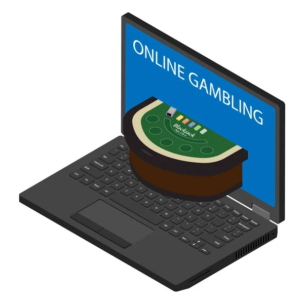 Casino Gokken Concept Online Gokken Laptop Met Blackjack Tafel — Stockfoto
