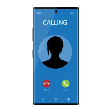 Gelen Arama Ekran Kullanıcı Arayüzü ile akıllı telefon. İletişim konsepti