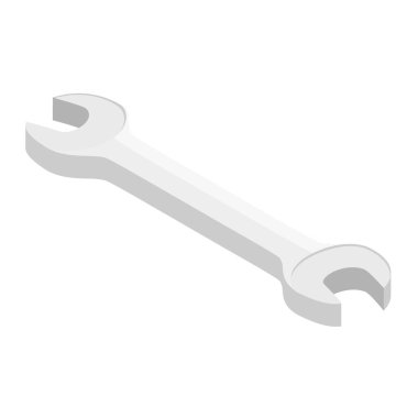 Çift yönlü ingiliz anahtarı izometrik görüntüsünün raster çizimi. Anahtar ya da anahtar ikonu. Anahtar.