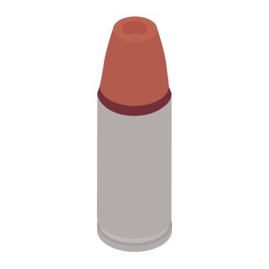 Raster illüstrasyon ikon mermisi 40 mm kalibrelik beyaz arka planda izole edilmiş. Cephane.