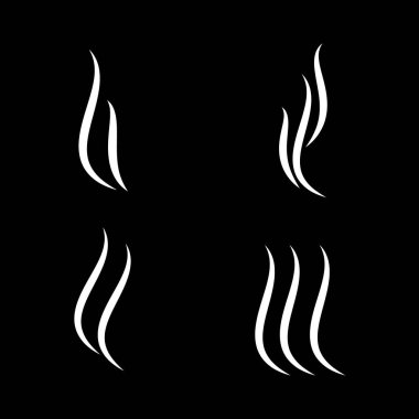 Aromalar simgeleri buharlaştırır. Radyatör çizgisi ikonu seti, sıcak aroma, koku veya pişirme buhar sembolleri, koku veya duman, sigara veya koku işaretleri