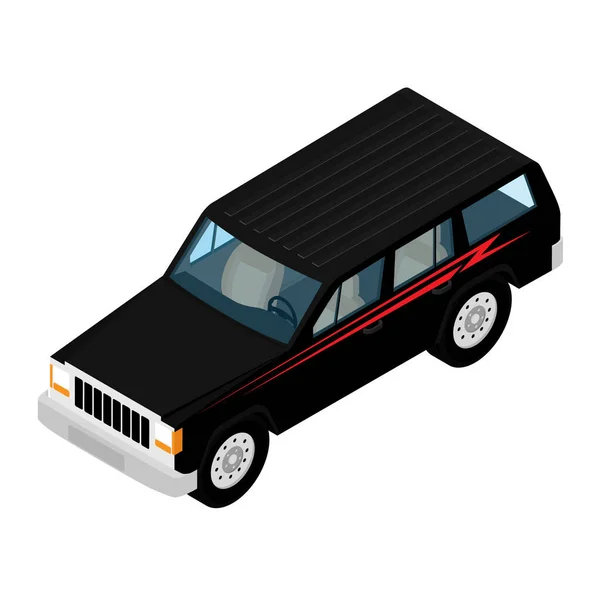 Isometric High Quality City Transport Car Icon Black Offroad Car — Stock Photo, Image