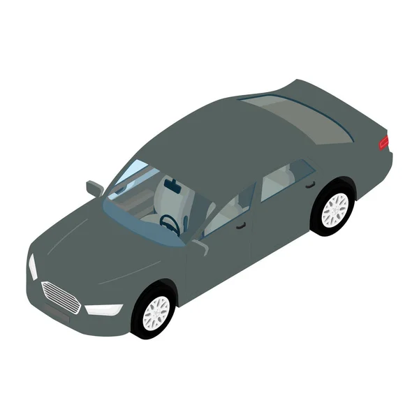 Isometric High Quality City Transport Car Icon Grey Sedan Infographics — Stock Photo, Image