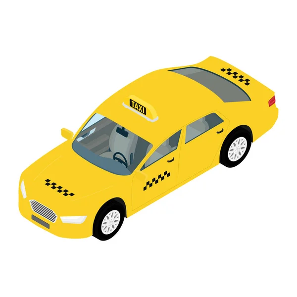 ラスターイラスト黄色のタクシーカーアイソメトリックビュー 公共交通機関会社タクシー — ストック写真