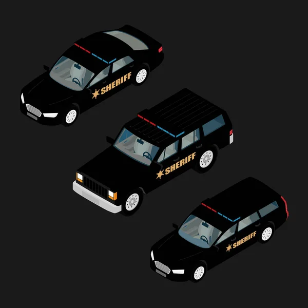 Police Car Set Isometric View Isolated Background Police Transport Sheriff — Stock Photo, Image