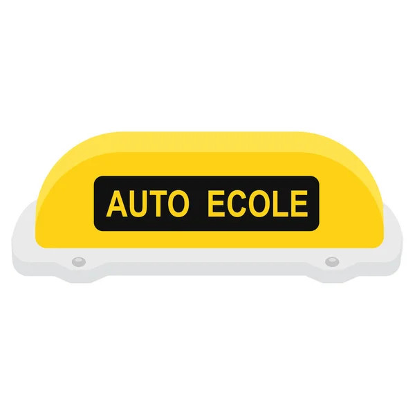 Yellow Student Driver Sign Car Top Raster Isolated White Background — Stock Photo, Image