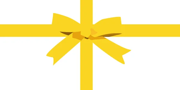 金弓卡通彩绘黄缎带缎子弓 用于圣诞礼物 礼物卡片和白色背景的豪华包装包 — 图库照片