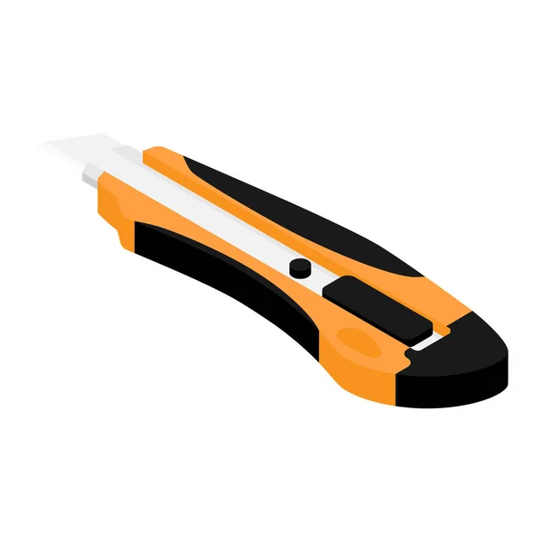 Orange Kontor Brevpapper Kniv Isolerad Vit Bakgrund Isometrisk — Stockfoto