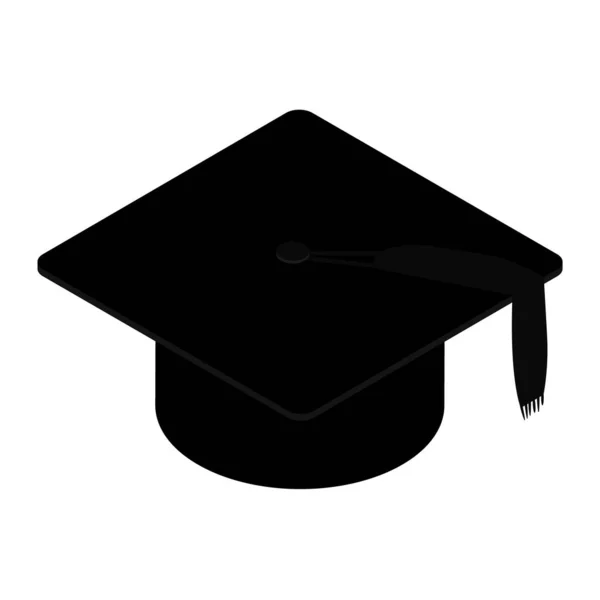 在白色背景上隔离的毕业帽和黑色花萼 雷斯特 等距视图 — 图库照片