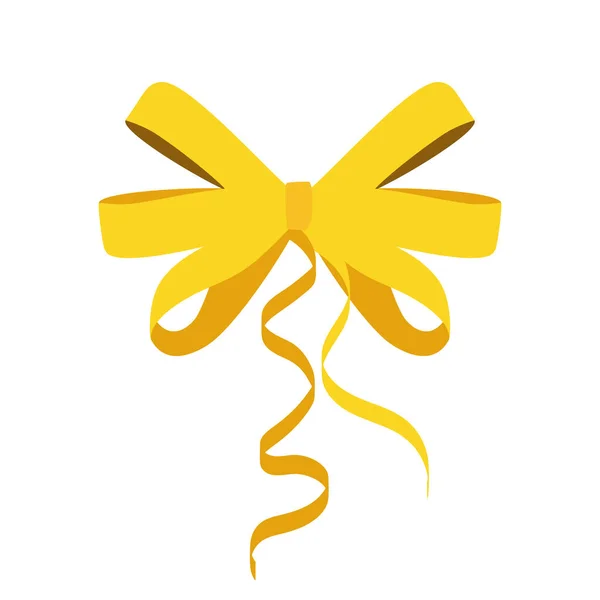 Zlatý Luk Kreslená Rastrová Žlutá Stuha Satén Luk Pro Vánoční — Stock fotografie