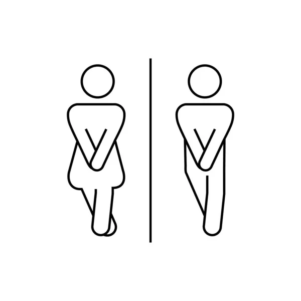 Girls Boys Restroom Pictograms Funny Toilet Couple Signing Desperate Pee — Stock Photo, Image