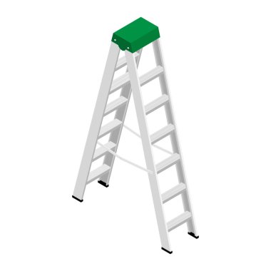 Metallic household steps.  Isolated aluminum ladder vector. Ladder construction, stepladder clipart