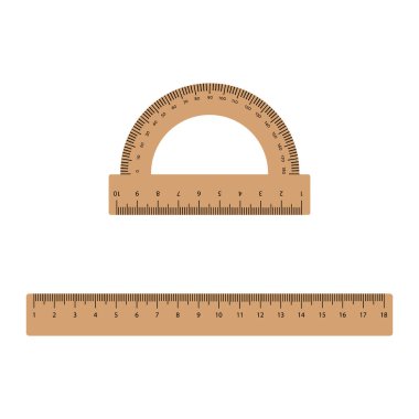 Tahta hükümdarlar vektör belirledi. Metrik İmparatorluk. Santimetre. Beyaz arkaplanda izole edilmiş klasik eğitim ölçüm araçları.